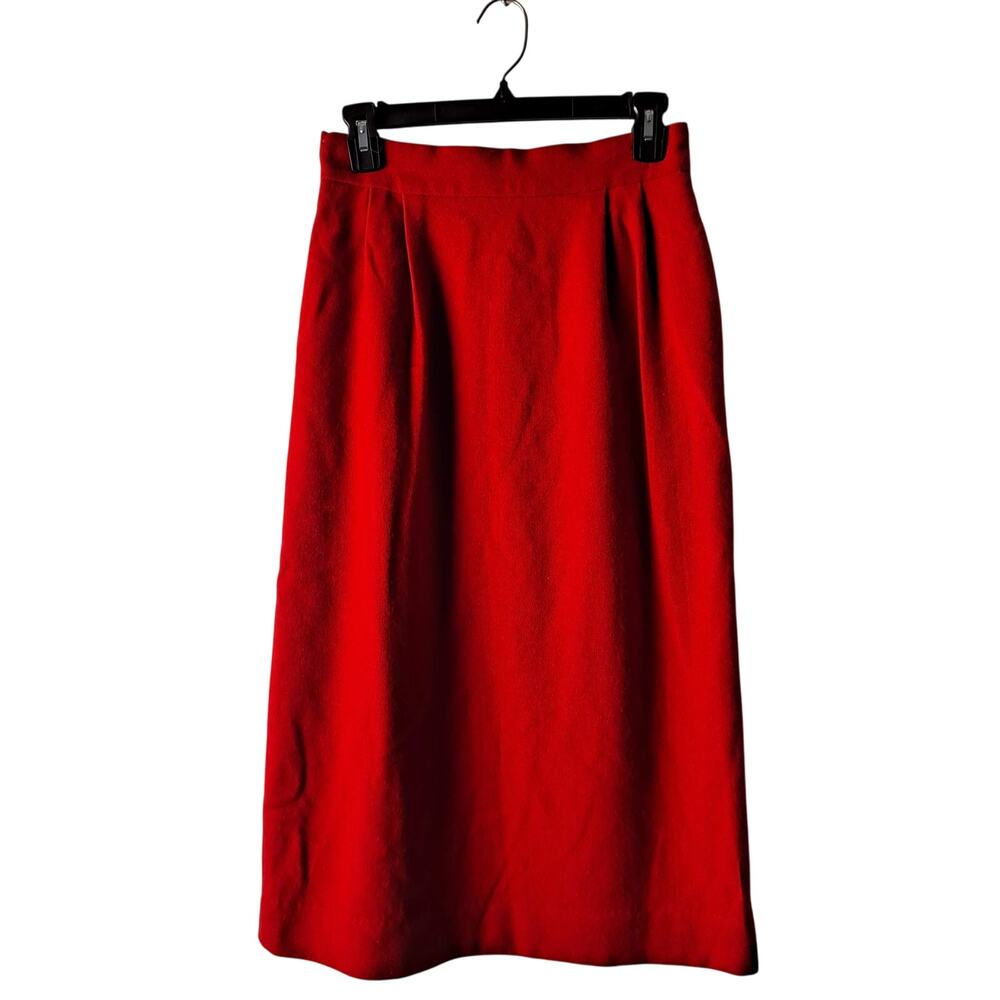 Emily John Meyer of Norwich Skirt 100% Wool Pleated Maxi Pencil Red Size 10